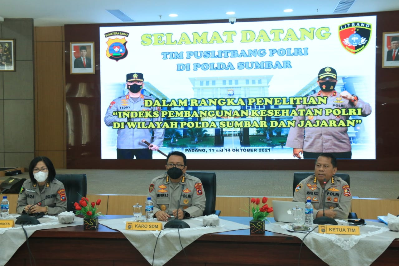 Puslitbang Polri lakukan Penelitian Indeks Pembangunan Kesehatan Polri di Polda Sumbar 