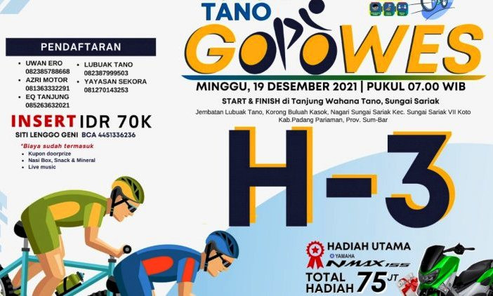 Giatkan Wisata Olahraga Padang Pariaman, Tano Fun Bike Adventure Digelar Akhir Pekan Ini 