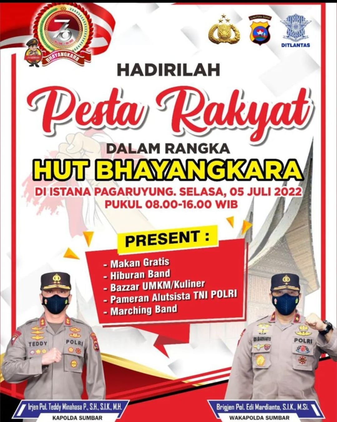 Peringati Hari Bhayangkara, Polda Sumbar menggelar Pesta Rakyat 