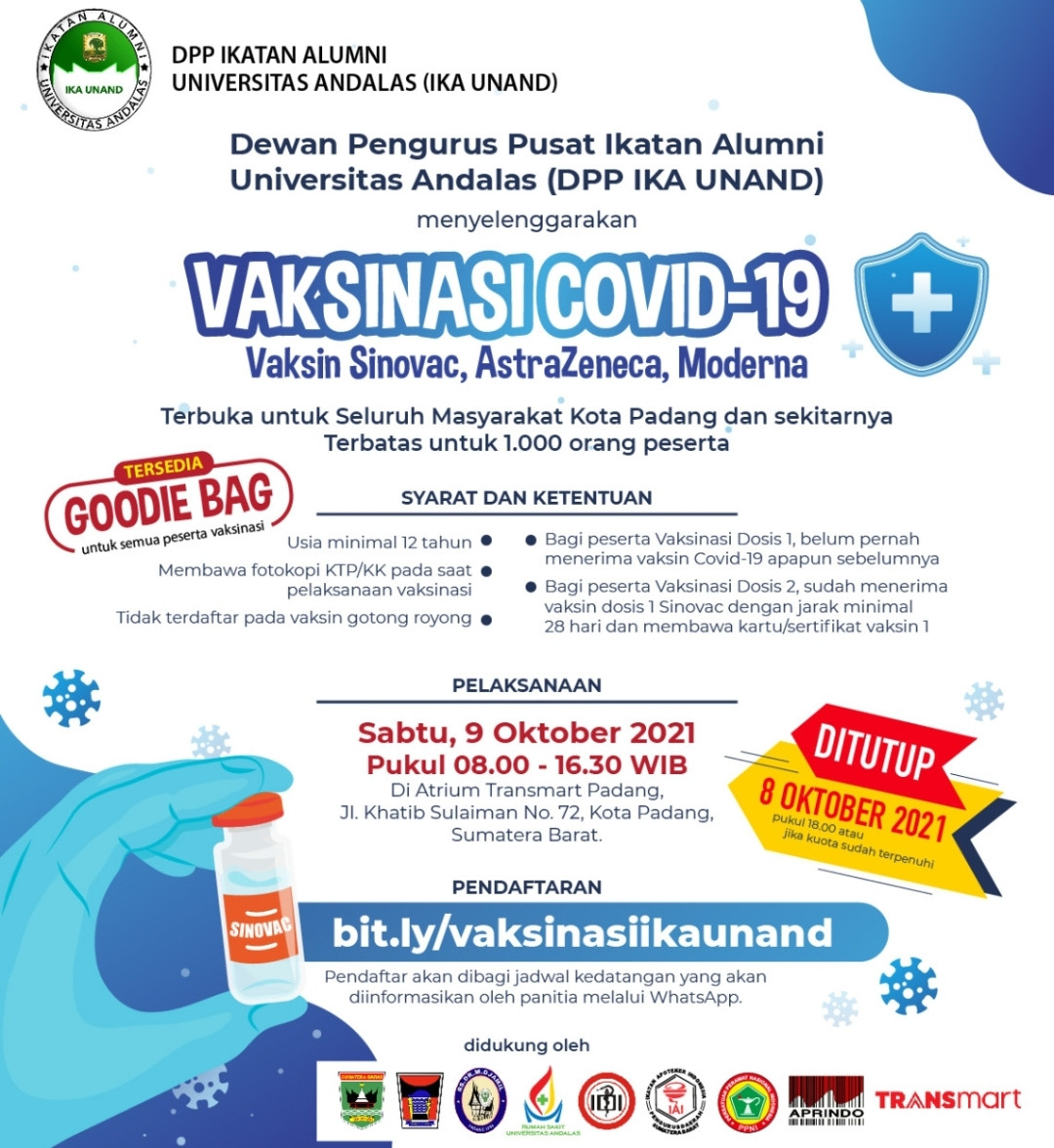 Vaksinasi Covid-19, IKA Unand 2021-2025 Berkontribusi Untuk Negeri